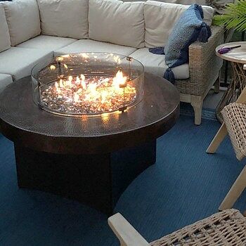 Oriflamme Gas Fire Pit Table Hammered Copper Somber - APO Backup