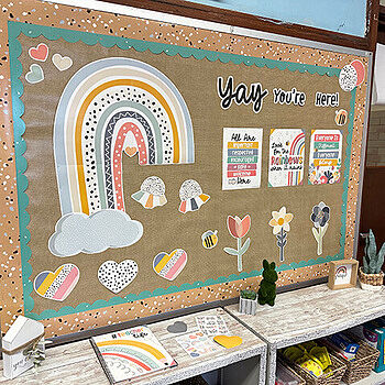 Speckled Kraft Paper Straight Bulletin Board Borders