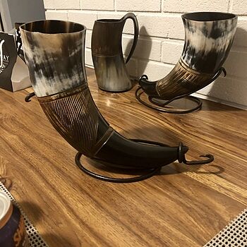 Carved Drinking Horn, XL Beauty & Strength!