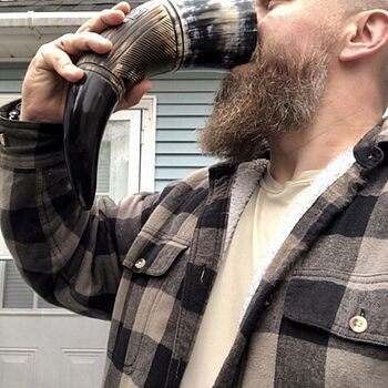 Carved Drinking Horn, XL Beauty & Strength!