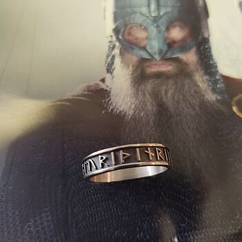 Thor Rune Band Ring, Silver He who travels alone, Skol!!