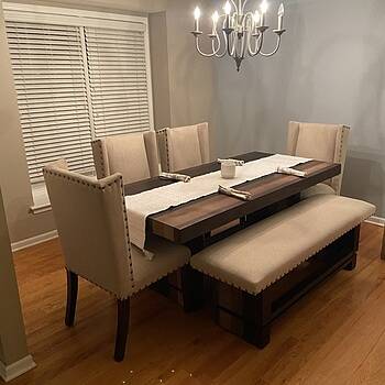 Victoria Dining Table + 4 Side Chairs + Bench Beautiful table