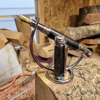 Majestic Gun Metal/Chrome Fountain Pen Kit Black Ebony Beauty