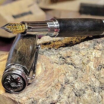 Majestic Gun Metal/Chrome Fountain Pen Kit Black Ebony Beauty