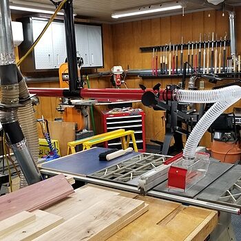 Table Saw Dust Collection Guard Overhead mounting