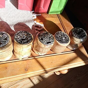8 Set of Filigree Bowl Lids in Antique Pewter Lids for bowls
