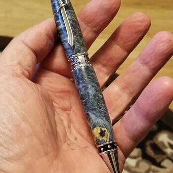 Stabilized Colored Blue Box Elder 3/4 in. x 3/4 in. x 5 in. Pen Blank Blue