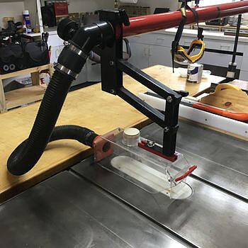 Table Saw Dust Collection Guard Great over the table dust collector!