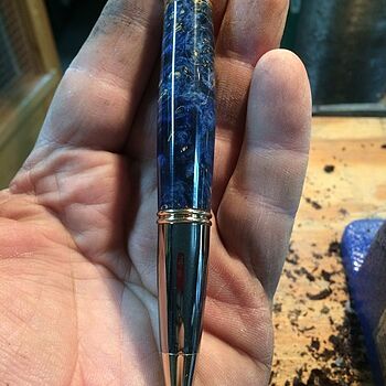 Stabilized Colored Blue Box Elder 3/4 in. x 3/4 in. x 5 in. Pen Blank Beautiful color.
