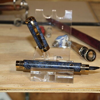 Stabilized Colored Blue Box Elder 3/4 in. x 3/4 in. x 5 in. Pen Blank Blue Wood!
