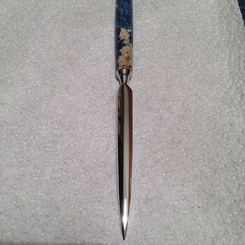 Stabilized Colored Blue Box Elder 3/4 in. x 3/4 in. x 5 in. Pen Blank Made a letter opener for