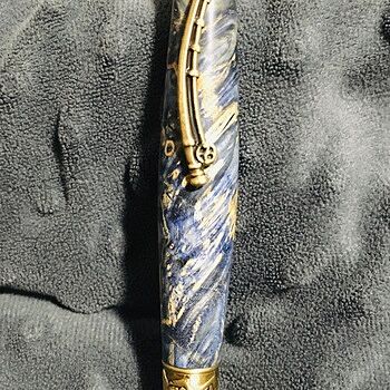 Stabilized Colored Blue Box Elder 3/4 in. x 3/4 in. x 5 in. Pen Blank Easy to turn and shape.