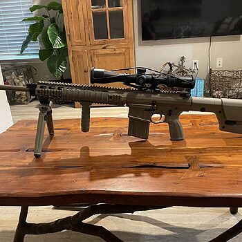 PSA Sabre AR-10 Rifle Billet 20" .308 Rifle w/ 12.5" Quad Rail, A1 Stock, Magpul Bi-Pod, 3 Mags, & Sabre Bag, FDE Finally got to shoot this