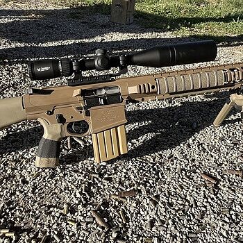PSA Sabre AR-10 Rifle Billet 20" .308 Rifle w/ 12.5" Quad Rail, A1 Stock, Magpul Bi-Pod, 3 Mags, & Sabre Bag, FDE I’m falling in love with this rifle