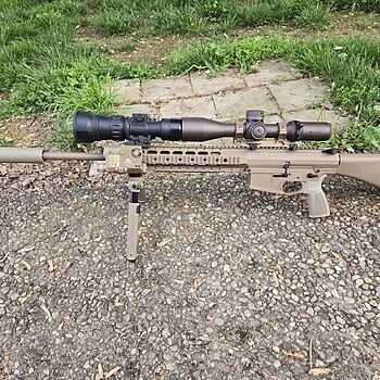 PSA Sabre AR-10 Rifle Billet 20" .308 Rifle w/ 12.5" Quad Rail, A1 Stock, Magpul Bi-Pod, 3 Mags, & Sabre Bag, FDE Superb Accuracy