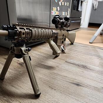 PSA Sabre AR-10 Rifle Billet 20" .308 Rifle w/ 12.5" Quad Rail, A1 Stock, Magpul Bi-Pod, 3 Mags, & Sabre Bag, FDE Beautiful Gun. Took it out