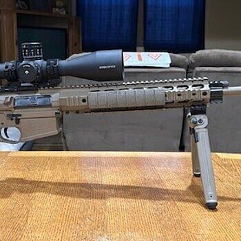 PSA Sabre AR-10 Rifle Billet 20" .308 Rifle w/ 12.5" Quad Rail, A1 Stock, Magpul Bi-Pod, 3 Mags, & Sabre Bag, FDE Great shooting gun..... Just needs Pmags
