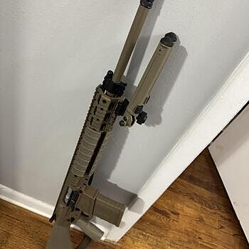 PSA Sabre AR-10 Rifle Billet 20" .308 Rifle w/ 12.5" Quad Rail, A1 Stock, Magpul Bi-Pod, 3 Mags, & Sabre Bag, FDE Nice M110 clone rifle