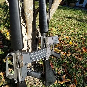 PSA AR-15 Blem "Stealth" Stripped Lower Receiver Stealth Blem on a M16A1 parts kit.