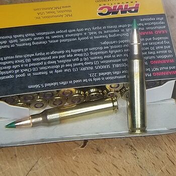 PMC X-Tac 5.56 Ammo 62 Gr LAP 20rds - 556k Clean brass green tips