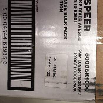 CCI 9mm Bulk Ammo 115gr FMJ 1,000rds Bulk Pack - CC5000BK1000 Had far too many squib loads