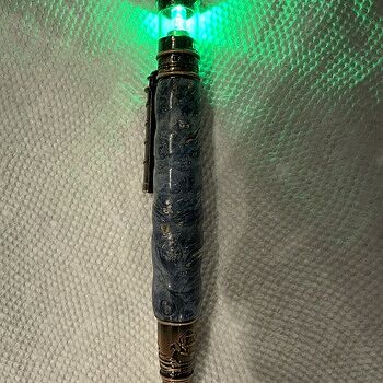 Lighthouse Antique Bronze Pen Kit Blue box elder pen blank