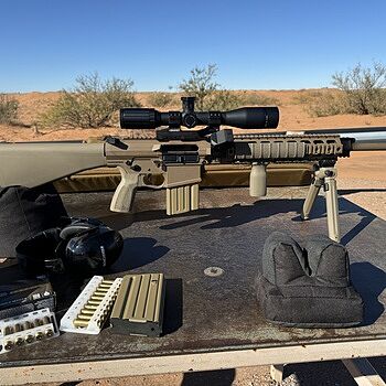 PSA Sabre AR-10 Rifle Billet 20" .308 Rifle w/ 12.5" Quad Rail, A1 Stock, Magpul Bi-Pod, 3 Mags, & Sabre Bag, FDE I love this rifle.