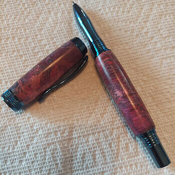 Stabilized Double Dyed Pink and Blue Maple Burl 7/8in. x 7/8in. x 5in Pen Blank Spectacular