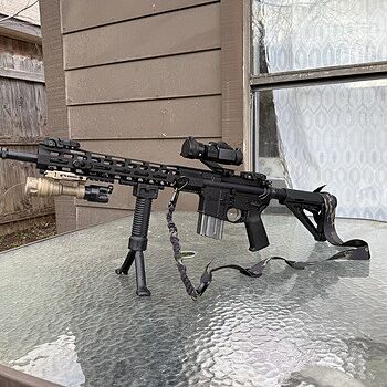 PSA AR-15 16" Mid-Length 5.56 NATO 1/7 Nitride 13.5" Lightweight M-Lok MOE EPT Rifle w/MBUS Sight Set Insurance Policy