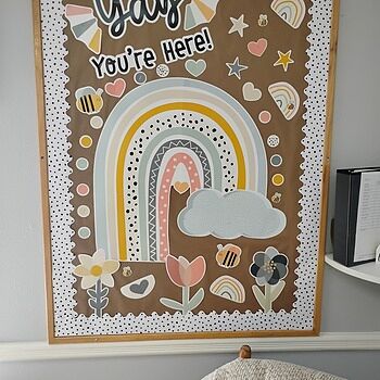 Yay You're Here! Bulletin Board Set Gorgeous colors!! 🩶