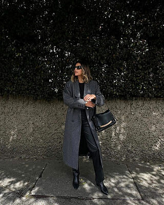 Striped Two Tone Coat in Grey