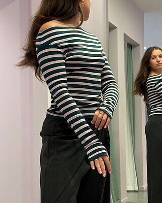 EMMA KNIT LONG SLEEVE PINK FOREST STRIPE