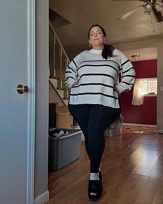 Bardot Wide Sleeve Cotton Sweater - Cream/Black Stripe