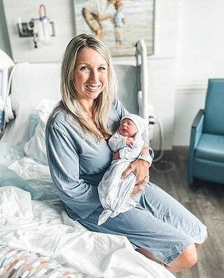 Solid Dusty Blue Bamboo Knit Maternity Robe