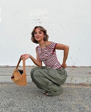 EMMA KNIT TOP PINK BURGUNDY STRIPE