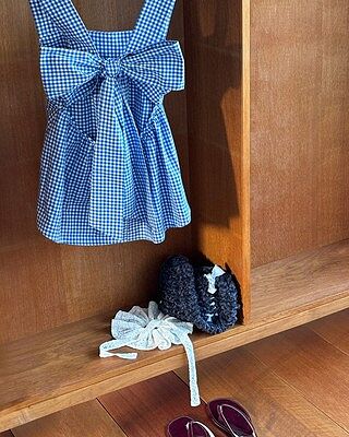 MARGIE TIE-BACK TOP COBALT GINGHAM