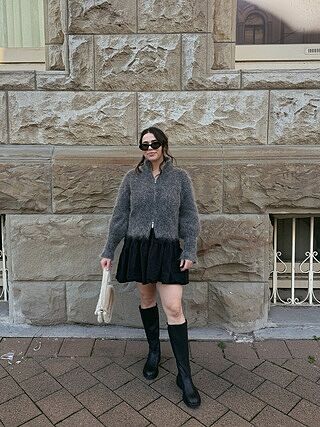 MATILDA ZIP CARDIGAN CHARCOAL