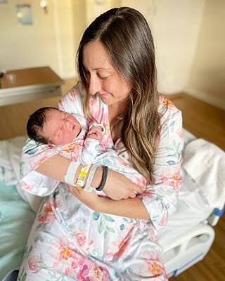 Ella's Dusty Rose Knit Maternity Robe