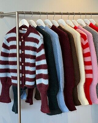 MATILDA CARDIGAN BURGUNDY AQUA STRIPE