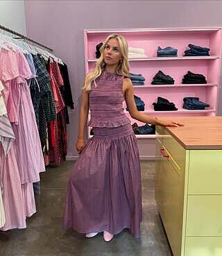 ANASTASIA SKIRT PINK PETROL GINGHAM