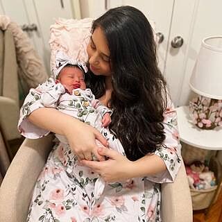 Millie's Dusty Rose Garden Knit Maternity Robe