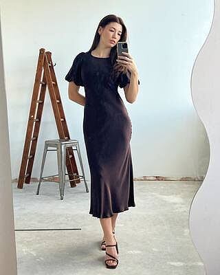 KENDALL SATIN DRESS ESPRESSO