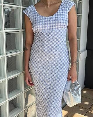 PRISM MIDI DRESS PERIWINKLE GINGHAM