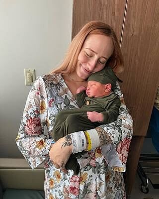 Solid Olive Bamboo Baby Knot Gown & Hat