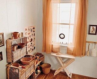Small Wooden Toy Ironing Board & Iron