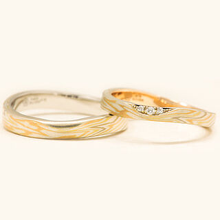 木目金波型(結婚指輪)