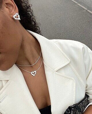 Puff Heart Necklace Silver