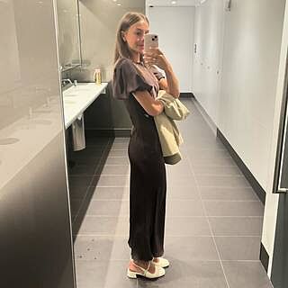 KENDALL SATIN DRESS ESPRESSO