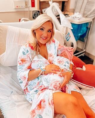 Ella's Dusty Rose Knit Maternity Robe