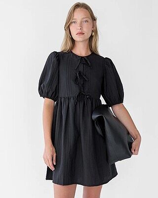 TIE FRONT BABYDOLL MINI DRESS